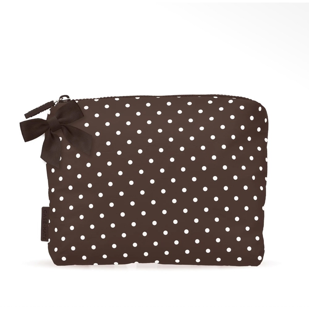 Case-Mate Espresso Polka Dot Bow Crinkle Make Up Bag